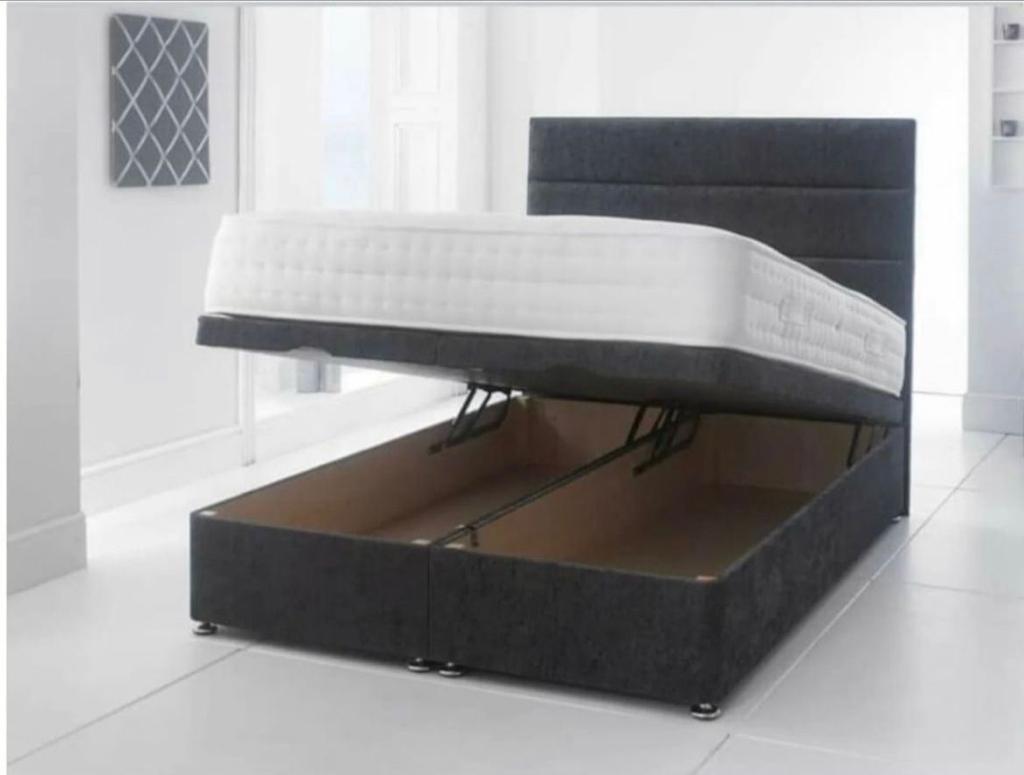 Modern Striped Ottoman Bed